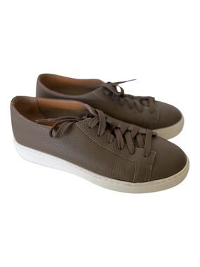 SANTONI Women’s Brown Leather Low-Top Lace-Up Sneakers